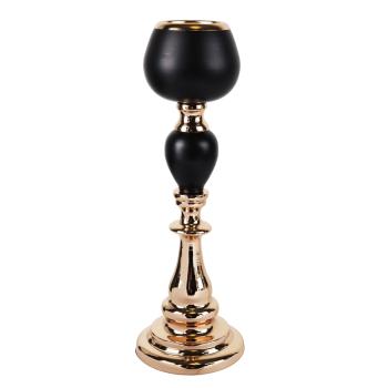 CHRÓMOVANÝ SVIETNIK S PODSTAVCOM, GUĽOVÝ, ZLATÝ A ČIERNY