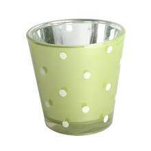 SKLENENÝ SVIETNIK V TVARE PÍSMENA "V" ZELENÝ