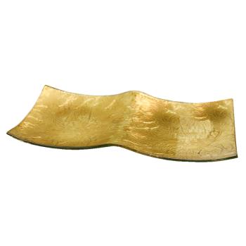 SKLENENÝ SVIETNIK S VŠÍVANOU ZLATOU 24X12