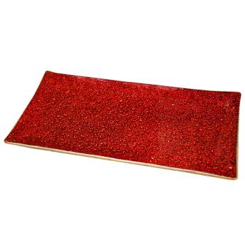 SKLENENÁ MISKA S GOMBÍKMI ČERVENÁ 26X13