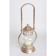 LISOVANÝ KOVOVÝ SVIETNIK S GLÓBUSOM ZLATÝ