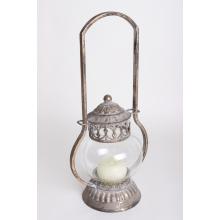 LISOVANÝ KOVOVÝ SVIETNIK S GLÓBUSOM BRONZOVÝ