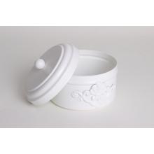 LISOVANÝ KOVOVÝ BONBONIER BIELY