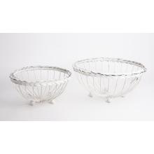 SÚPRAVA MISIEK Z TEPANÉHO ŽELEZA, 2 KUSY, OKRÚHLA, BIELA