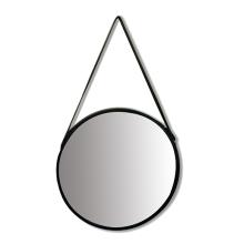 NÁSTENNÉ ZRKADLO SO ZÁVESNÝM POPRUHOM, OKRÚHLE, ČIERNE