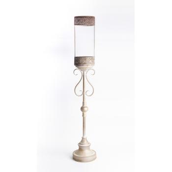 LISOVANÝ KOVOVÝ SVIETNIK STOJACI BÉŽOVÝ