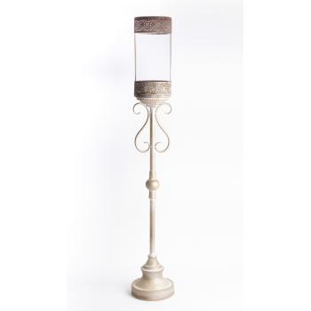 LISOVANÝ KOVOVÝ SVIETNIK STOJACI BÉŽOVÝ