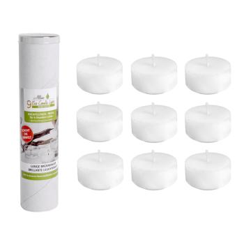 SADA NÁPLNÍ DO ČAJOVÝCH SVIEČOK "ECO", 9 KUSOV, BIELA, 6 HODÍN HORENIA