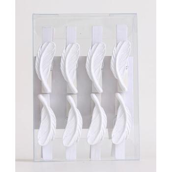 DREVENÁ PINZETA S POLYRESINOVÝM PEROM VO VRECKU, 8 KUSOV, BIELA