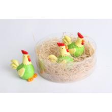 POLYRESINOVÁ SÚPRAVA KURČIAT V OKRÚHLEJ KRABIČKE Z PVC, 3 KUSY, ŽLTÁ/ZELENÁ