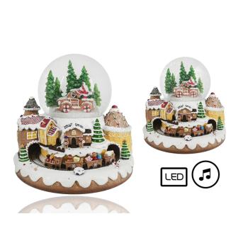 POLYRESINOVÁ SNEHOVÁ GUĽA S LED DIÓDOU A HUDBOU, POHYBLIVÝ VLAK, SNEHOVÉ DOMČEKY