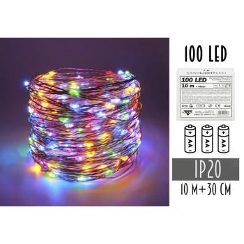 BATÉRIOVÝ DRÔTOVÝ REŤAZEC 3AA, 100 LED, FAREBNÝ, BEZ BATÉRIÍ