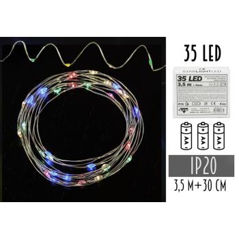 3AA BATÉRIOVÝ DRÔTOVÝ REŤAZEC, 35 LED, FAREBNÝ, BEZ BATÉRIE