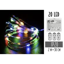 BATÉRIOVÝ DRÔTOVÝ REŤAZEC 2AA, 20 LED, FAREBNÝ, BEZ BATÉRIE