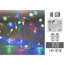 BATÉRIOVÝ DRÔTOVÝ REŤAZEC 2AA, 10 LED, FAREBNÝ, BEZ BATÉRIE