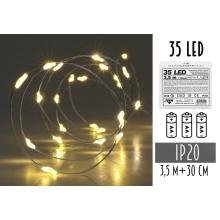 3AA BATÉRIOVÝ DRÔTOVÝ SVETELNÝ REŤAZEC, 35 LED, TEPLÁ BIELA, BEZ BATÉRIÍ