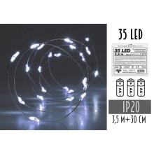 BATÉRIOVÝ DRÔTOVÝ REŤAZEC 3AA, 35 LED, STUDENÁ BIELA, BEZ BATÉRIÍ