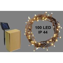 VONKAJŠÍ SOLÁRNY SVETELNÝ REŤAZEC, 100 LED, TEPLÁ BIELA, 8 FUNKČNÝ SPÍNAČ