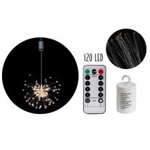 LED SVIETIDLO NA BATÉRIE, OHŇOSTROJ, 120 LED, 60 DRÔTOV, 8 FUNKCIÍ, 4KS 2AA, SVIETIACE, BEZ BATÉRIÍ