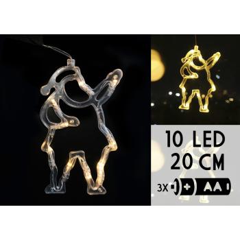 SVIETIACA FIGÚRKA, RÚRKOVÁ, TVAR SANTA CLAUS, 10 LED, NA BATÉRIE, TEPLÉ BIELE SVETLO