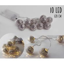 SVIETIACA GIRLANDA, 10 LED, NA BATÉRIE, FARBA ŠAMPANSKÉHO, TEPLÉ BIELE SVETLO