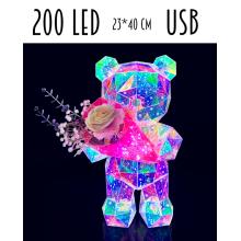 SVIETIACI MEDVEĎ S KVETOM 200 LED DIÓD, USB PLUG-IN