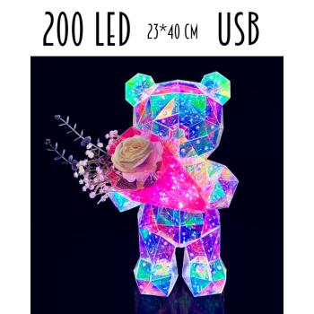 SVIETIACI MEDVEĎ S KVETOM 200 LED DIÓD, USB PLUG-IN