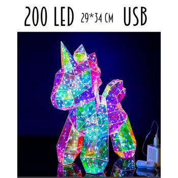 SVIETIACI JEDNOROŽEC S 200 LED DIÓDAMI, USB KONEKTOR