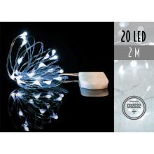 2032 DRÔTOVÝ REŤAZEC NA BATÉRIE 2032, 20 LED, STUDENÁ BIELA,