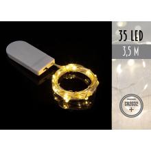 BATÉRIOU NAPÁJANÉ DRÔTENÉ SVETELNÉ REŤAZCE 2032, 35 LED, TEPLÁ BIELA,