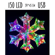 OSVETLENÁ SNEHOVÁ VLOČKA SO 150 LED DIÓDAMI, USB KONEKTOR