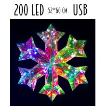OSVETLENÁ SNEHOVÁ VLOČKA S 200 LED DIÓDAMI, USB KONEKTOR