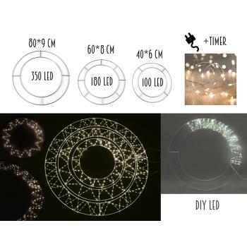 OSVETLENÝ DRÔTENÝ VENIEC S LED DIÓDOU, SADA 3 KS, PLOCHÝ