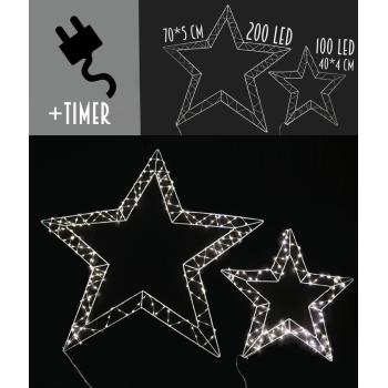 SVIETIACA DRÔTENÁ HVIEZDA S LED DIÓDOU, SADA 2 KS, PLOCHÁ