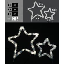 SVIETIACA HVIEZDA S LED DIÓDOU, SADA 2 KS, ZASNEŽENÁ