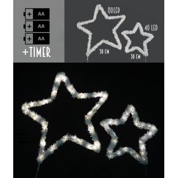 SVIETIACA HVIEZDA S LED DIÓDOU, SADA 2 KS, ZASNEŽENÁ