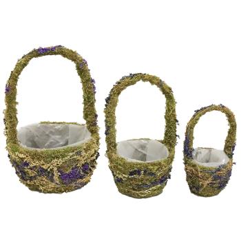 KOŠÍK Z VINIČA, 3 KUSY, OKRÚHLY, "CORN"