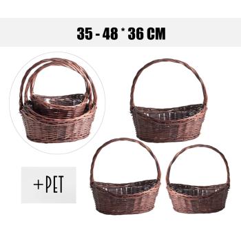 PRÚTENÝ KÔŠ, SADA 3 KUSOV, S UŠAMI A VLOŽKOU, HNEDÝ