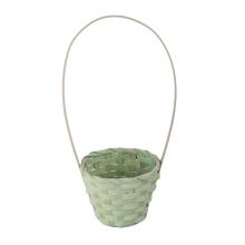 BAMBUSOVÝ PRÚTENÝ KÔŠ, OKRÚHLY, S VEĽKOU VÝLEVKOU, LEMOVANÝ, ZELENÝ