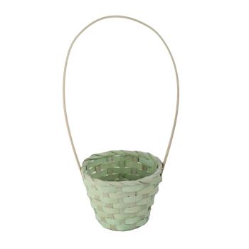 BAMBUSOVÝ PRÚTENÝ KÔŠ, OKRÚHLY, S VEĽKOU VÝLEVKOU, LEMOVANÝ, ZELENÝ