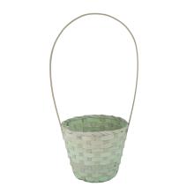 BAMBUSOVÝ PRÚTENÝ KÔŠ, OKRÚHLY, S VEĽKOU VÝLEVKOU, LEMOVANÝ, ZELENÝ