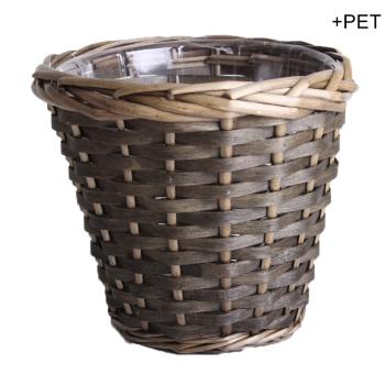 PRÚTENÝ KÔŠ S PLASTOVOU VLOŽKOU, OKRÚHLY, SVETLOHNEDÝ