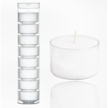 SADA NÁPLNÍ DO ČAJOVÝCH SVIEČOK, 8 KUSOV, BIELA, 6 HODÍN HORENIA