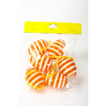 DEKOR VAJÍČKA 6 KUSOV ORANŽOVÉ PRUHOVANÉ