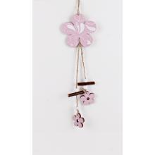 DREVENÝ ZÁVESNÝ KVET 2 KUSY RUŽOVÝ