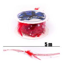 VIAZACIA PÁSKA S DRÔTENÝM VZOROM PIERKA ČERVENÁ