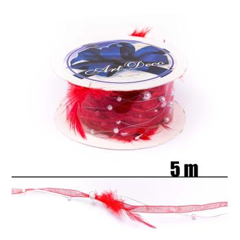 VIAZACIA PÁSKA S DRÔTENÝM VZOROM PIERKA ČERVENÁ