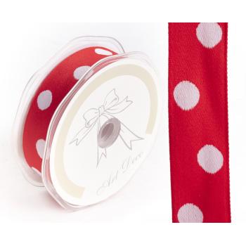 SATÉNOVÁ STUHA BODKY ČERVENÁ/BIELA