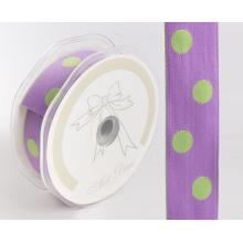 SATÉNOVÁ STUHA POLKA DOTS FIALOVÁ/ZELENÁ
