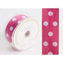 SATÉNOVÁ STUHA BODKY BIELA/RUŽOVÁ